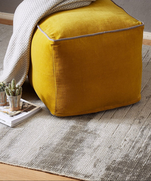 Bright mustard & Grey Godavari Pouf | Home & Living inspiration | URBANARA