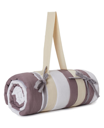 Picknickdecke Tamina [Dunkles Taupe & Naturweiß & Taubenblau]