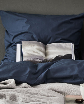 Manteigas pillowcase, dark grey blue, 100% organic cotton | URBANARA percale bedding