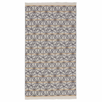 Arade beach towel, natural white & dark blue & mustard, 100% cotton