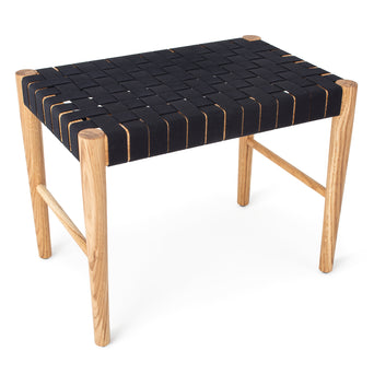 Stool Zenica Natural Oiled Oak & Black, Oak wood & 100% Cotton canvas